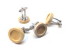 CU039 - Lot of 10 Silver Tone Cuff Links (5 pairs) - 12mm Glue Pad Setting - Wood Bezel Tray
