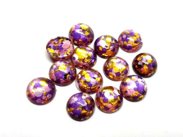 RC0023 - 10 pcs Druzy Resin Embellishment Cabochons - 12mm - Glitter Style - Purple, Gold and Pink