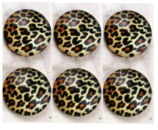 CA826 - 10 pcs Circle Leopard Glass Round Dome Seals Tiles Cabochons - 8mm - Yellow