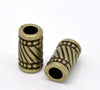 BD791 - 50 pcs Antique Bronze Tube Carved Spacer Beads - 11mm x 6mm - Hole Size: 3.3mm