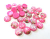 CA378 - 10 pcs Resin Round Embellishment Circle Cabochons Metal Foil Hot Pink, White, Gold - 12mm - Multi-Color Glitter