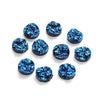 CA1011 - 10 pcs Druzy Resin Embellishment Cabochons Blue Multicolor AB - 12mm - 5mm Thick