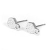 E724 - 10 pcs. (5 pairs) Silver Tone Earring Posts/Bases/Studs/Settings - Hammered Style - Hexagon - 9mm x 6mm Glue Pad - Hole Size: 1.5mm