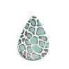 P1190 - 10 pcs. Leopard Faux Leather Dangle Charms Pendants - Teardrop - Black and Green - 55mm (2.17") - Double Sided