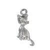 P280 - 20 pcs. Silver Plated Cat Sitting Charms Pendants - 24mm X 11mm