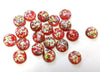 CA769 - 10 pcs Resin Round Embellishment Circle Cabochons Metal Foil Red, Green, Gold - 10mm - Multi-Color Glitter