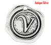 P131 - 5pcs. Antique Silver LARGE Letter "V" Alphabet Letter - 18mm x18mm - Wax Design