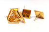 E463 - 10 pcs. Gold Plated Square Earring Posts Studs Settings Bezels Cabochons Tacks- 12mm x 12mm Glue Pad Setting - Spike Frame