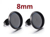 E709 - 10 pcs. 304 Stainless Steel Gunmetal Black Earring Posts Settings Bezels Cabochons Tacks - 8mm Glue Pad Setting