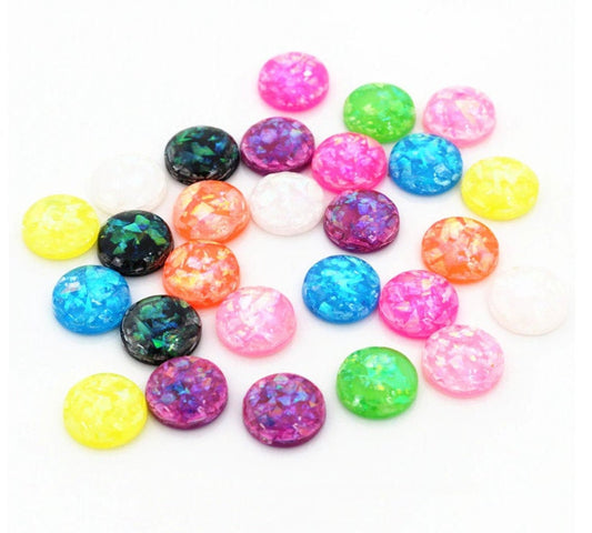 CA1016 - 10 pcs Resin Round Embellishment Circle Cabochons Mosaic Foil - Assortment - 10mm