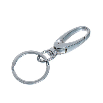 CL086 - 10 pcs. Silver Tone Oval Swivel Clasp and Key Ring - 75mm (2.95 inch) - Claw Clasps