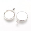 P169 - 10 pcs. Silver Plated Circle Round Bezel Cabochon Pendant Tags Trays - 10mm Glue Pad - Perpendicular Loop