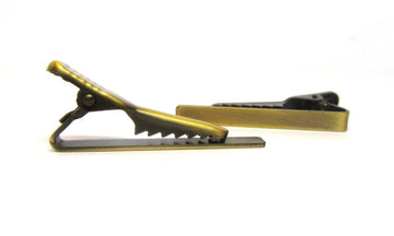 TC003 - 1 pc. Brass Plated Tie Bars/Clips - 40mm x 5mm Glue Pad