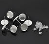 E584B - 30 pcs. Silver Plated Earring Posts Studs Settings Bezels Cabochons Tacks- 10mm Glue Pad Setting