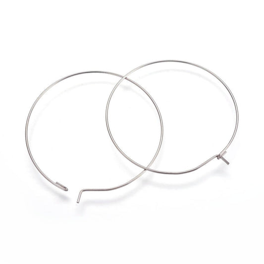 W025 - 10 pcs. 316 Stainless Steel Silver Tone Wine Charm / Earwire Hoop Rings - 35mm - 20 Gauge (0.8mm Thick) - Style B - Tarnish Resistant!