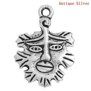 P357A - 50 pcs. Antique Silver Green Men Charms Pendants - 21x15mm (7/8" x 5/8")
