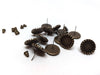 E307 - 10 pcs. Antique Bronze Earring Posts Studs Settings Bezels Cabochons Tacks- 12mm Glue Pad Setting - Includes Bronze Stoppers!