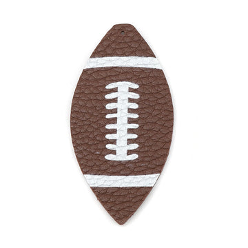 P237 - 10 pcs Brown and White American Football Ball Faux Leather Dangle Charms Pendants - Elongated Teardrop - Sports - 68mm (2.7") - Double-Sided