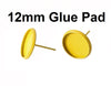E521 - 50 pcs. Yellow Earring Posts Settings Bezels Cabochons Tacks- 12mm Glue Pad Setting