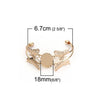 B090 - 1 pc. Gold Plated Open Cuff Bangle Bezel Cabochon Bracelets - 25mm x 18mm Glue Pad - 16.5cm (6.5") - Oval - 25x18mm - 18x25mm