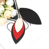 P900 - 10 pcs. Black Red Faux Leather Dangle Charms Pendants - Leaf - Triple Layer - 71mm (2.8") - Great for Light Earrings or Dangles