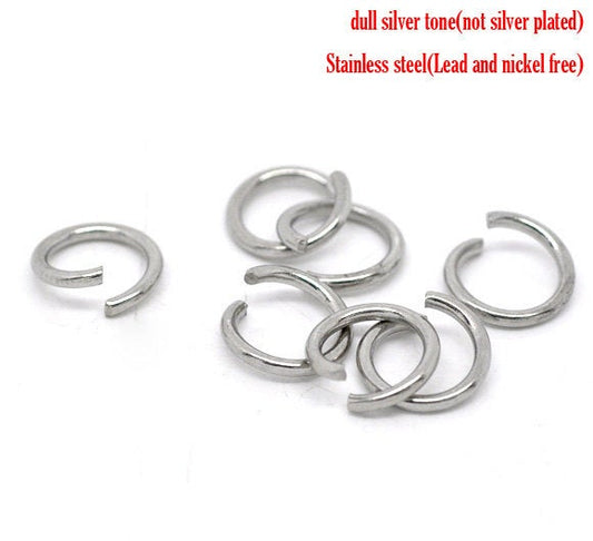J116A - 100 pcs 304 Stainless Steel Open Jump Rings 9mm - 18 Gauge (1mm Thick) - Tarnish Resistant!
