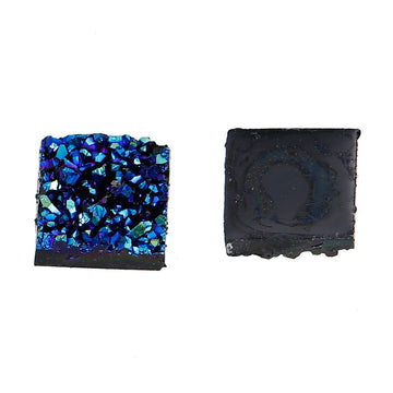 CA146 - 10 pcs Druzy Resin Embellishment Cabochons Blue Multicolor AB - 12mm - Square