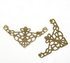 P442 - 50 pcs. Bronze Tone Flat Triangle Metal Wraps Connector Filigree Embellishment Findings Charms Pendants - 48mm X 26mm (1.89 inch)
