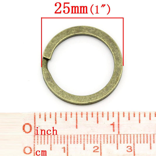 J248 - 25 pcs. Antique Bronze Split Rings Key Rings - 25mm (1 inch)