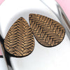 P1070 - 10 pcs Bronze Faux Leather Dangle Charms Pendants - Teardrop Braided Weave - 56mm (2.2") - Great for Light Earrings or Dangles! Double-Sided