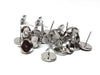 E426 - 10 pcs. Stainless Iron Silver Tone Earring Posts Studs Settings Bezels Cabochons Tacks- 8mm Glue Pad Setting - Includes Rubber Backs!