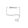 E567 - 200 pcs Silver Tone Earring Wire Hooks with Ball - 20x12mm - 20mm x 12mm - 21 Gauge Wire