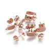 E501 - 10 pcs. (5 pairs) 304 Stainless Steel Teardrop Earring Posts/Bases/Studs/Settings with Backs - 10mm x 6mm - Hole for Dangles - Rose Gold
