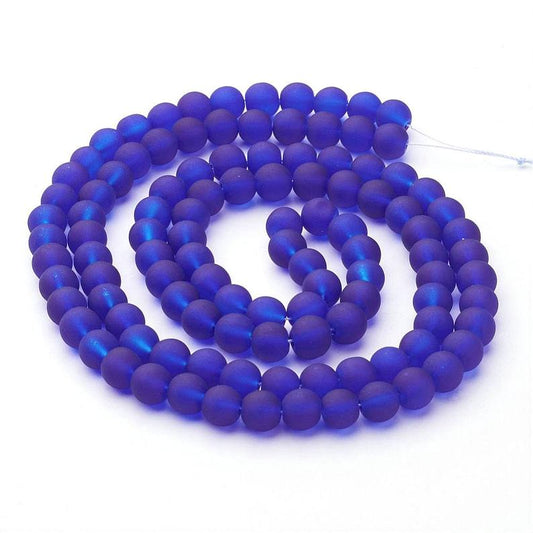 BD748 - 12mm Indigo Blue Frosted Glass Round Beads - 15" strand (40cm) - Approx 34 beads per strand - Hole Size: 1.3mm