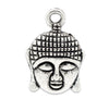 P089 - 10 pcs. Antique Silver Tone Buddha Face Charms Pendants - 22mm x 15mm