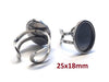RB037 - 1 pc. 316 Stainless Steel Cabochon Setting Bezel RING bases - Ring Size 8 US - Glue Pad 25mm x 18mm - Oval - Tarnish Resistant!