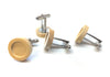 CU039 - Lot of 10 Silver Tone Cuff Links (5 pairs) - 12mm Glue Pad Setting - Wood Bezel Tray