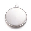 P2017 - 5 pcs. 304 Stainless Steel Silver Tone Circle Round Bezel Pendant Tags Trays - 22mm Glue Pad Setting - Tarnish Resistant!