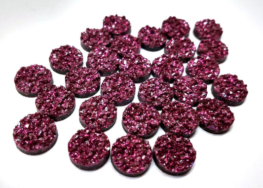CA754 - 10 pcs Druzy Resin Embellishment Cabochons Berry Red Purple - 10mm