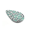 P1190 - 10 pcs. Leopard Faux Leather Dangle Charms Pendants - Teardrop - Black and Green - 55mm (2.17") - Double Sided