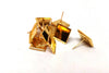 E463 - 10 pcs. Gold Plated Square Earring Posts Studs Settings Bezels Cabochons Tacks- 12mm x 12mm Glue Pad Setting - Spike Frame
