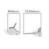 E724 - 10 pcs. (5 pairs) Silver Tone Earring Posts/Bases/Studs/Settings - Hammered Style - Hexagon - 9mm x 6mm Glue Pad - Hole Size: 1.5mm