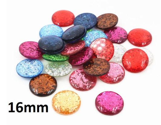 CA904 - 10 pcs Druzy Resin Embellishment Cabochons - 16mm - Glitter Style - Assortment - Solid