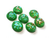 CA777 - 10 pcs Resin Round Embellishment Circle Cabochons Metal Foil Green, Gold - 10mm - Multi-Color Glitter