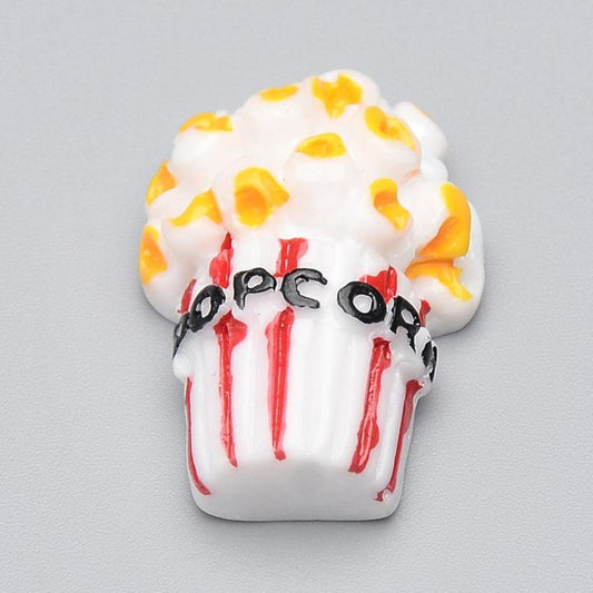 CA597 - 10 pcs Resin Embellishment Cabochons - Food - Popcorn - 25mm x 17mm
