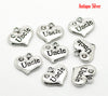 P045 - 4 pcs. Antique Silver "Uncle" charm with rhinestone- 16mm X 14mm