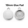 P2096 - 10 pcs. 304 Stainless Steel Silver Tone Circle Round Bezel Cabochon Pendant Tags Trays - 10mm Glue Pad - Single Loop - Single Sided