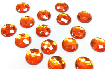 CA1017 - 20 pcs Resin Embellishment Cabochons - Orange - 10mm - Faceted Design