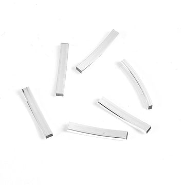 BD343 - 10 pcs. Silver Plated Noodle Rectangle Tube Long Curved Beads - 35mm x 5mm (1 3/8" x 1/4") - Hole Size: 4.4mm x 2.2mm