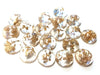 CA782 - 10 pcs Resin Round Embellishment Circle Cabochons Metal Foil Clear, Gold - 12mm - Multi-Color Glitter